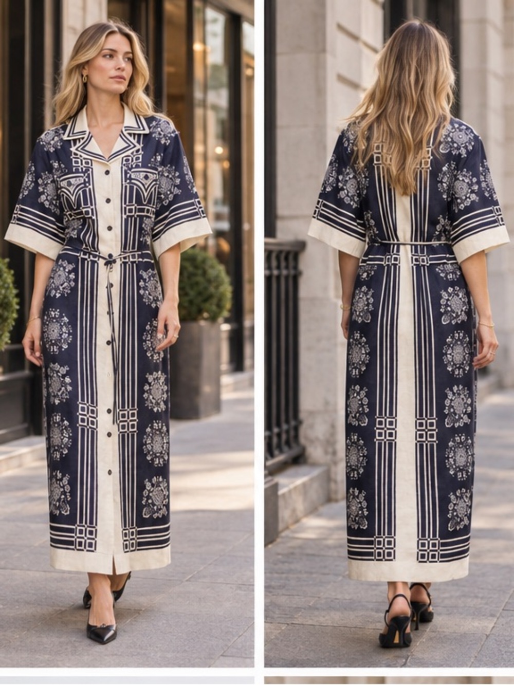 Alemais Banderra Linen Printed Dress